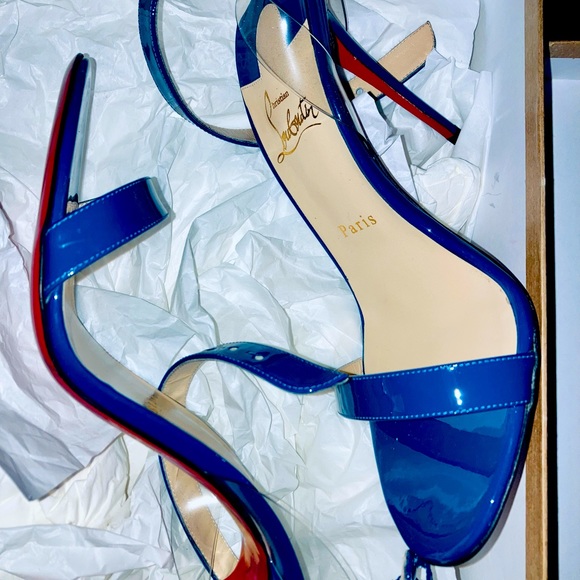 Amazing blue patent Jonathan 100 mm sandals - Picture 4 of 13